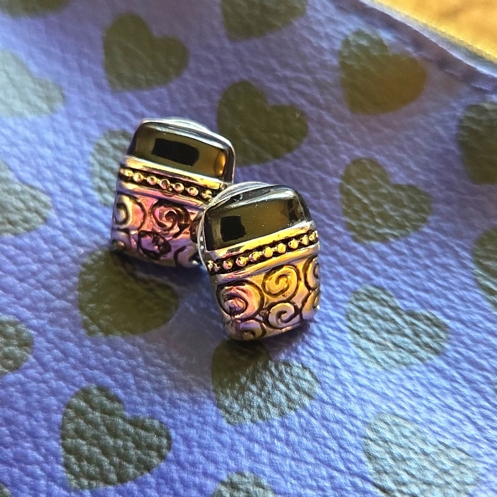Napier Elegant Silver and Black Earrings